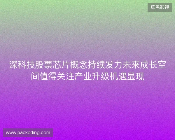 深科技股票芯片概念持续发力未来成长空间值得关注产业升级机遇显现
