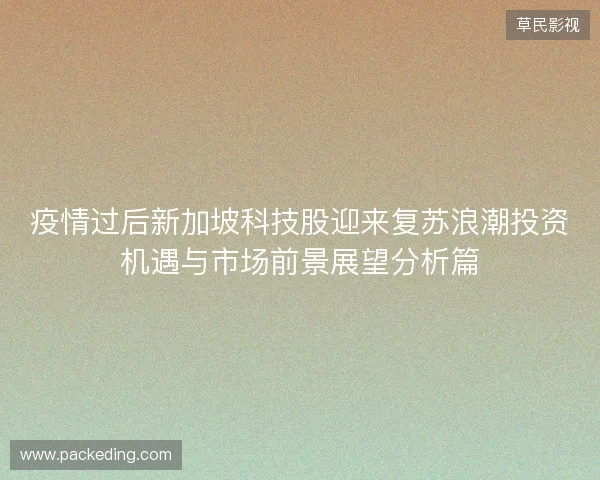 疫情过后新加坡科技股迎来复苏浪潮投资机遇与市场前景展望分析篇